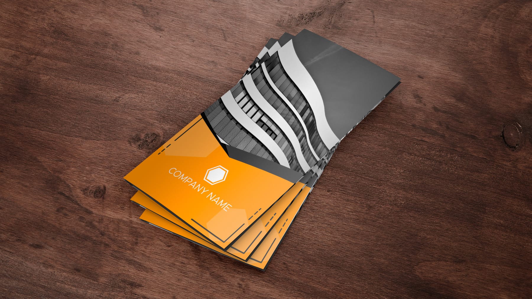 Orange business stationery and brochure mockup